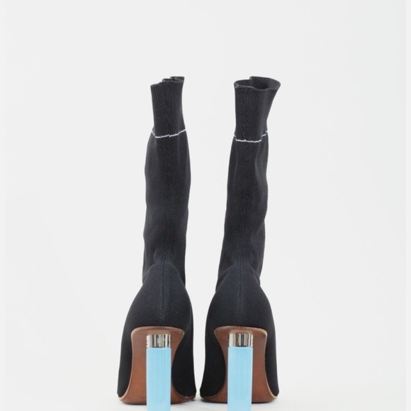 Vetements Black Sock Heels with Vibrant Blue Stiletto - Picture 3 of 11